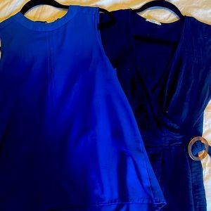 2 Blue Blouse Tops Sz small